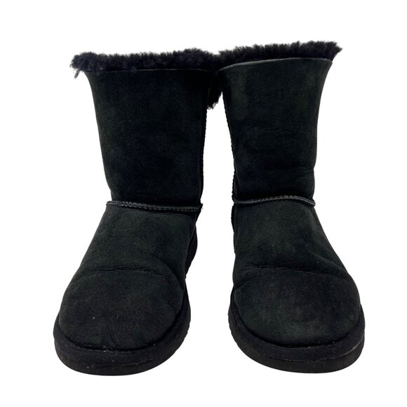 UGG Bailey Bow II Genuine Shearling Boots in Black Suede Women's Size 6 - Picture 4 of 10